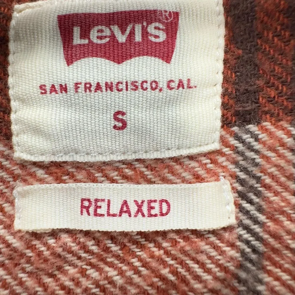 Levi's Relaxed Plaid Flannel Button Down Shirt Orange/Brown Fall  size‎ Small